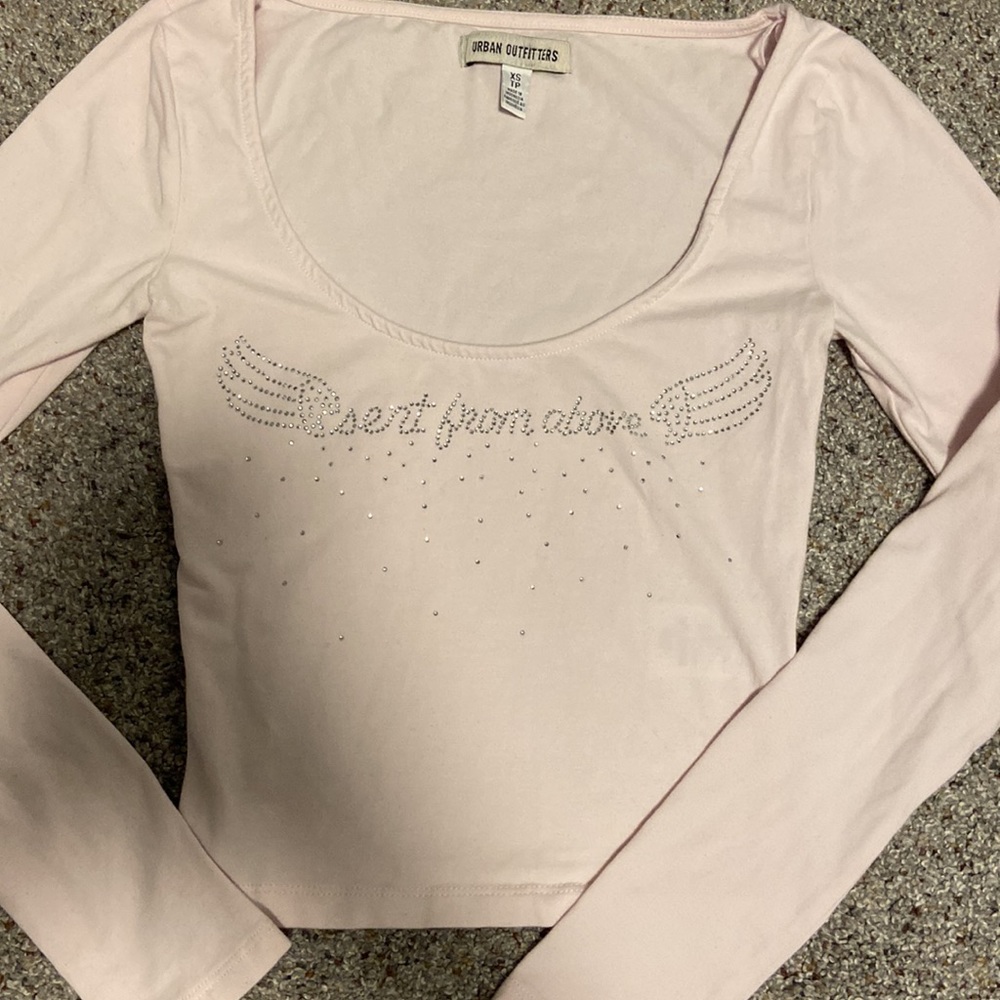 UO Pink Long Sleeve “sent from above” top